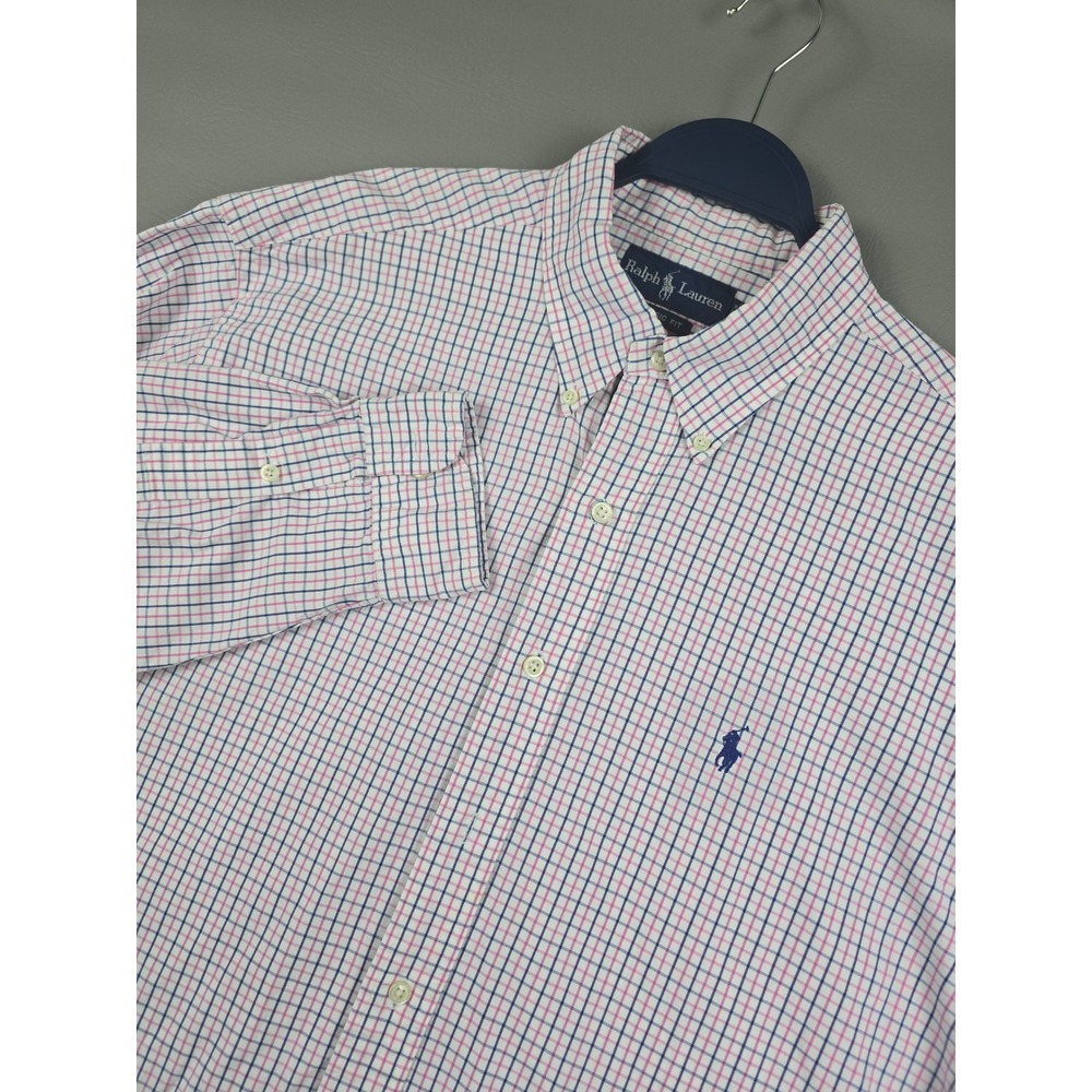 Ralph Lauren Mens Classic Fit Tattersall Check Cotton Button Down Shirt Large
